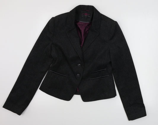 Front view of New Look women’s grey check jacket blazer, size UK 12
