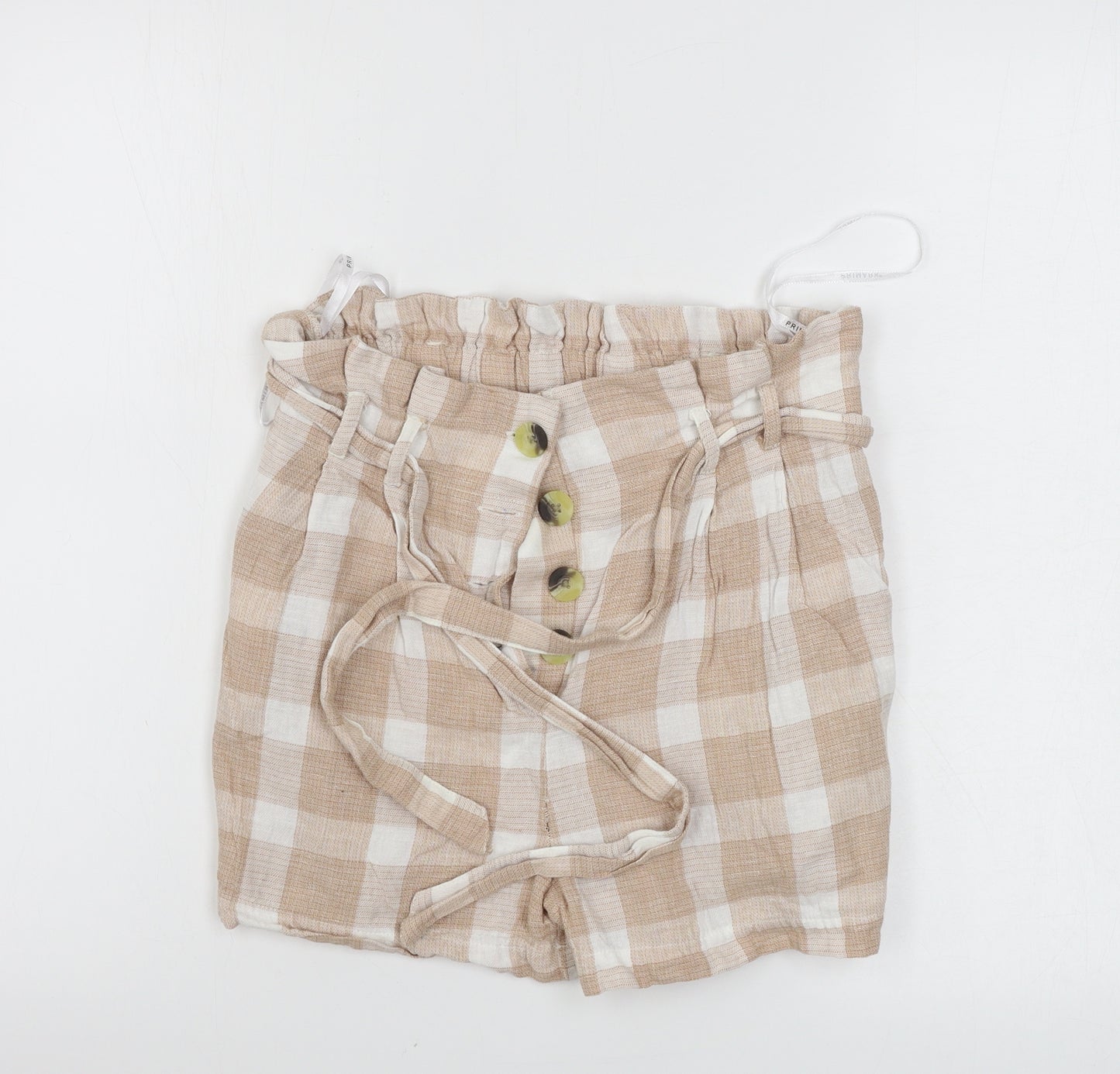Primark  Womens Beige Check  Sweat Shorts Size 8