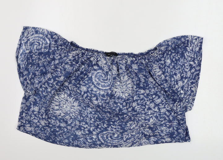 New Look  Womens Blue Floral  Basic Blouse Size 10