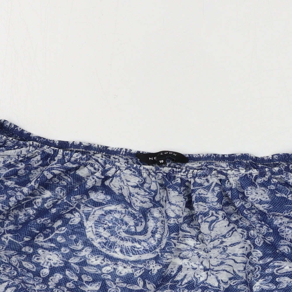 New Look  Womens Blue Floral  Basic Blouse Size 10