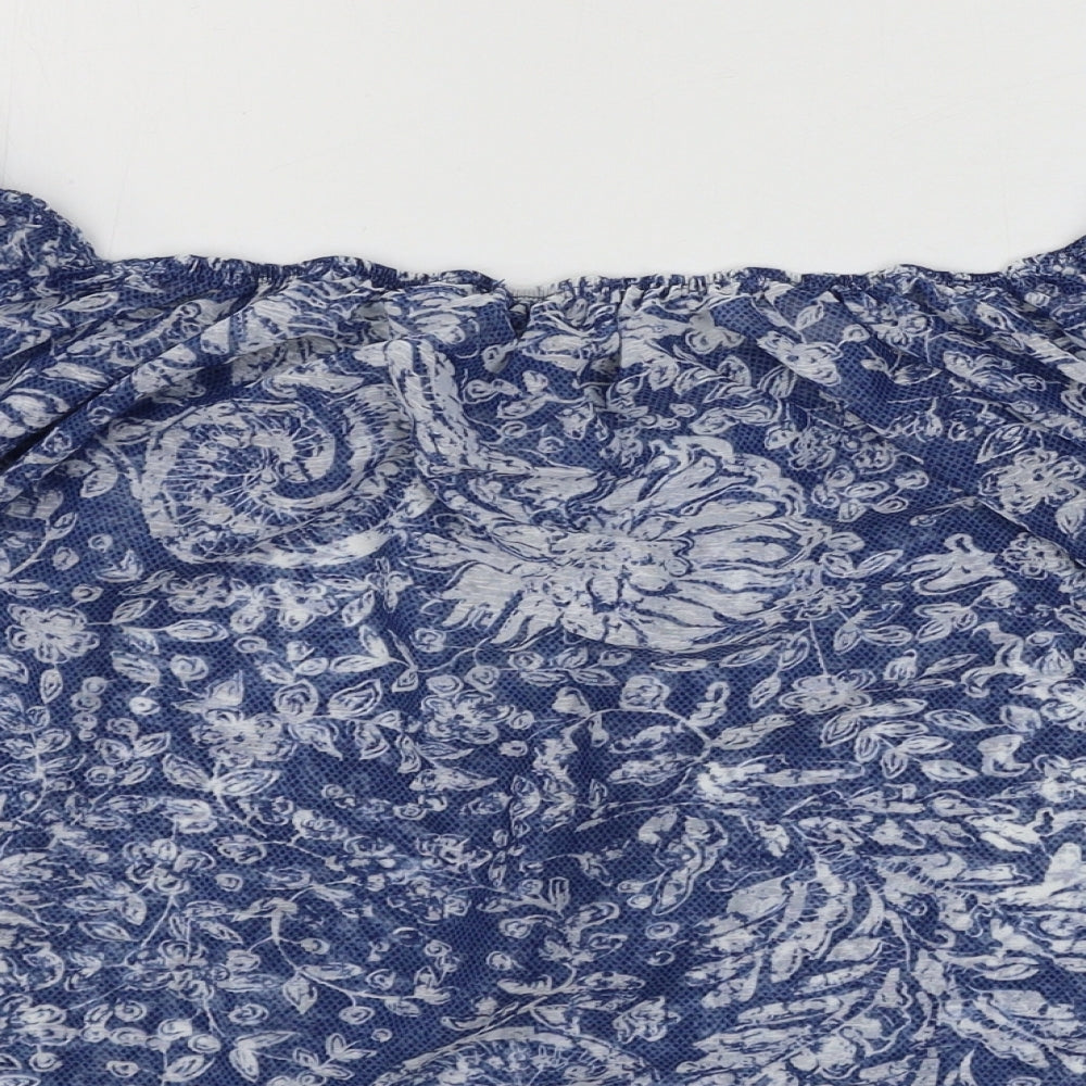New Look  Womens Blue Floral  Basic Blouse Size 10