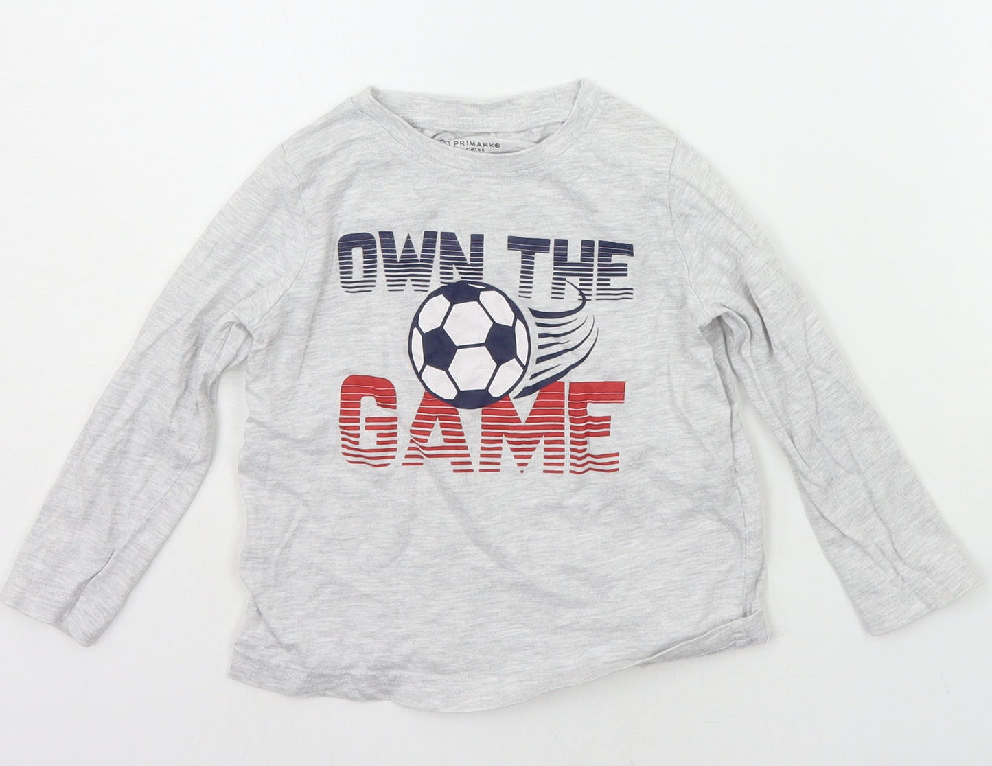 Primark Boys Grey   Basic T-Shirt Size 2-3 Years
