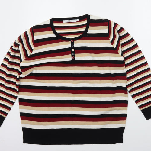 EWM Womens Multicoloured Striped  Pullover Jumper Size L