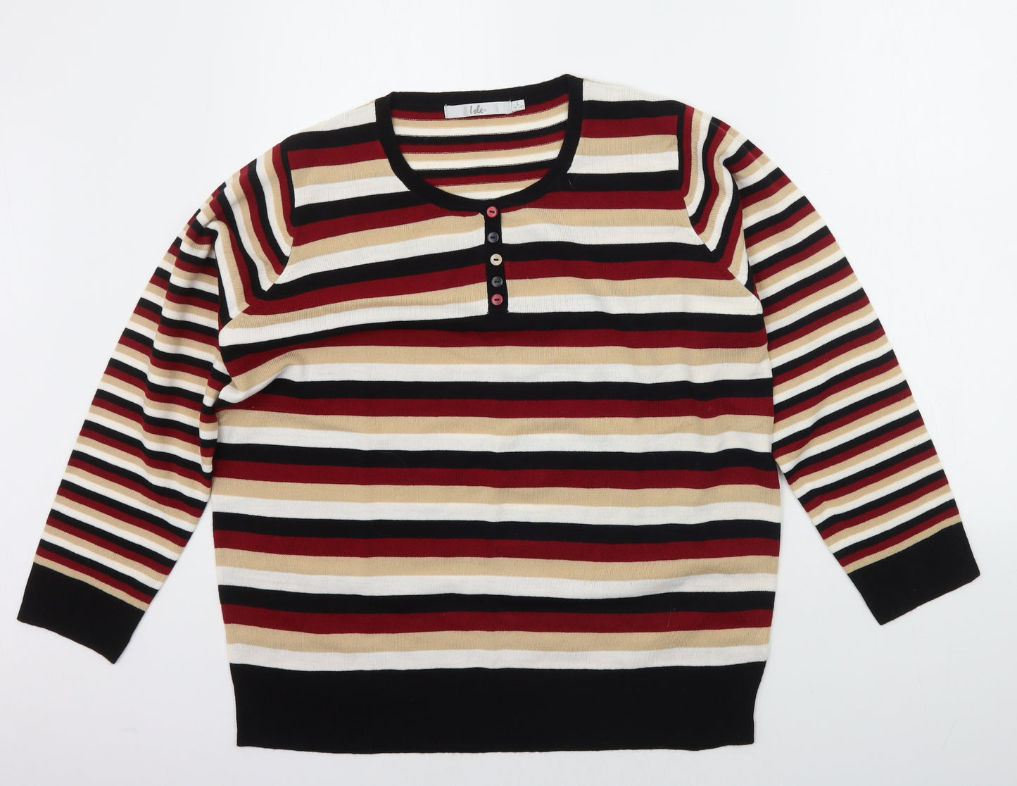 EWM Womens Multicoloured Striped  Pullover Jumper Size L