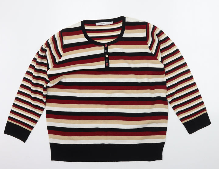 EWM Womens Multicoloured Striped  Pullover Jumper Size L