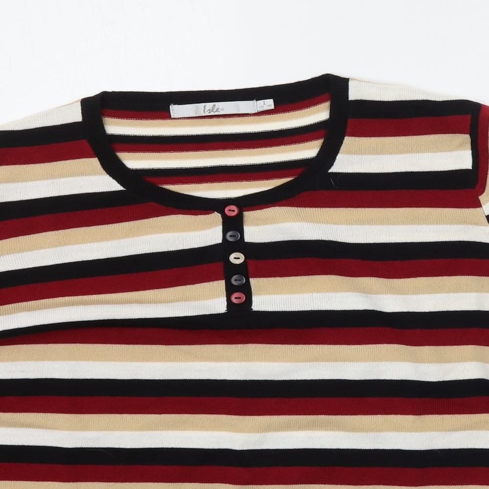 EWM Womens Multicoloured Striped  Pullover Jumper Size L