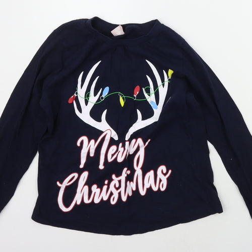 B&M Womens Blue Solid  Top Pyjama Top Size 12  - Christams