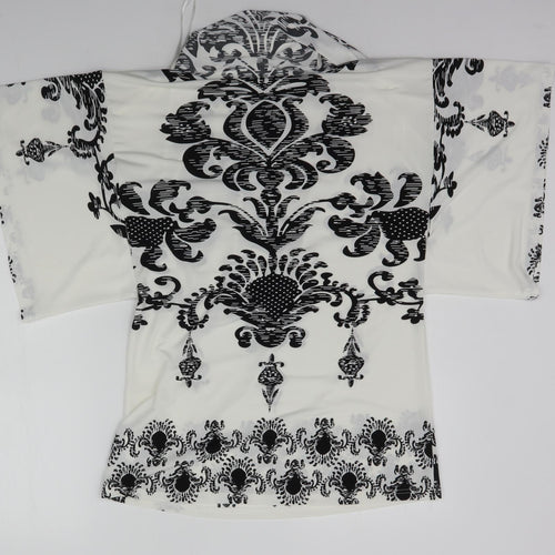 izabel Womens White Geometric  Basic Polo Size S