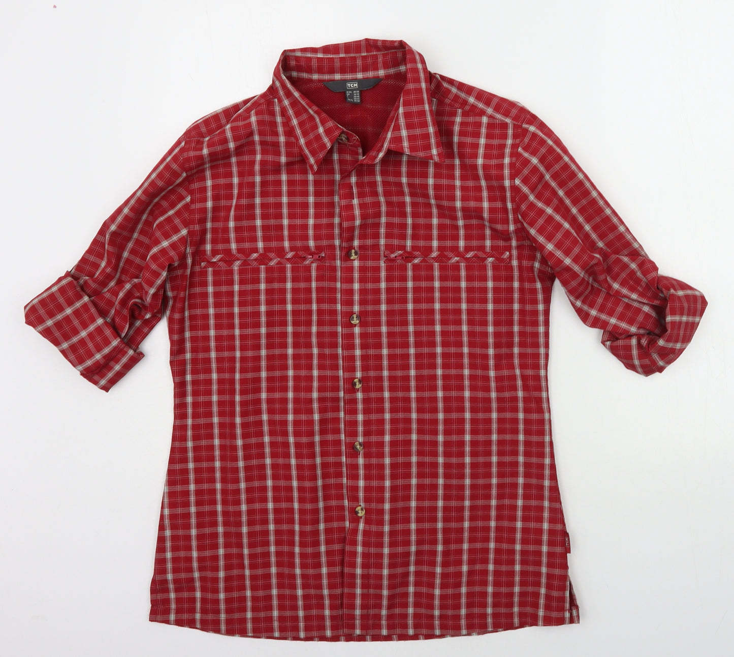 TCM Womens Red Check  Basic Button-Up Size 10