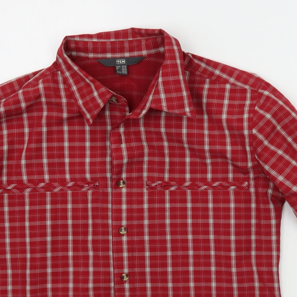 TCM Womens Red Check  Basic Button-Up Size 10