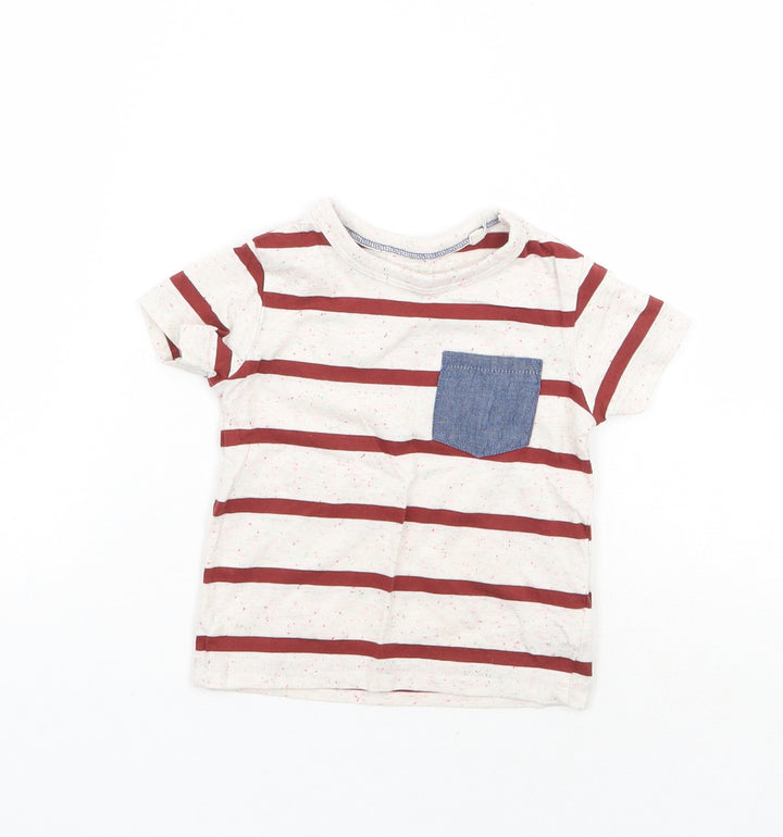 NEXT Boys Ivory Striped Basic T-Shirt Size 3-6 Months