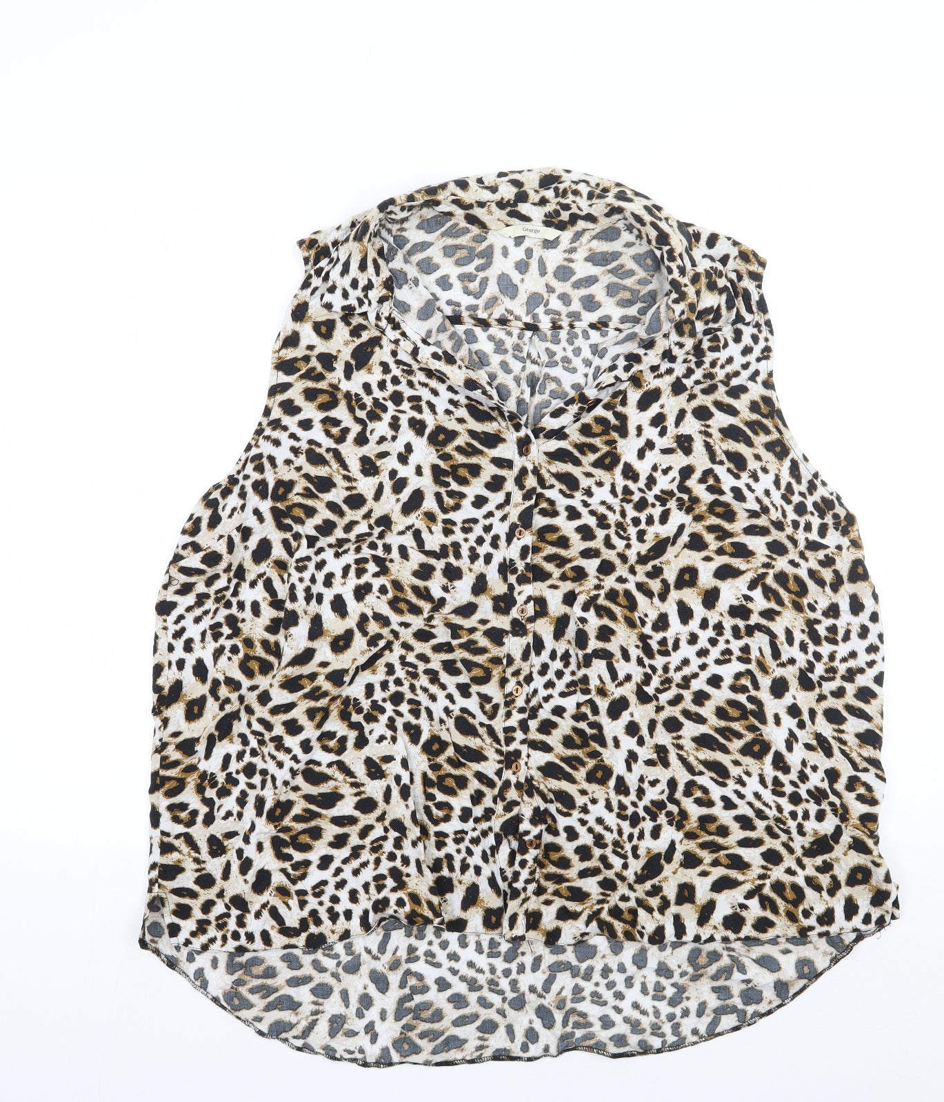 George Womens Brown Animal Print  Basic Button-Up Size 20