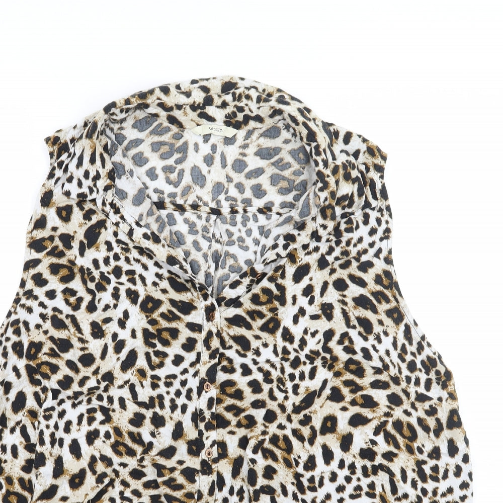 George Womens Brown Animal Print  Basic Button-Up Size 20