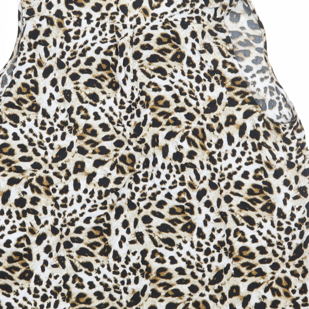 George Womens Brown Animal Print  Basic Button-Up Size 20