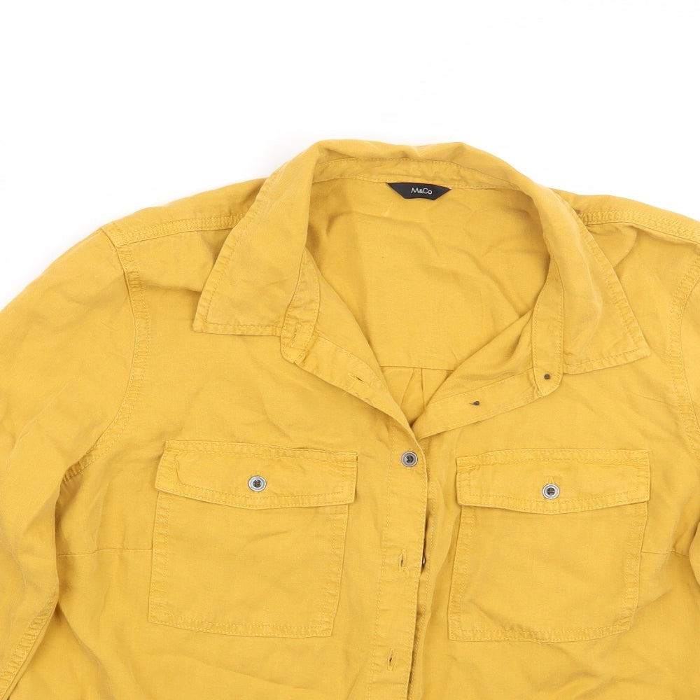 kM&co Womens Yellow   Basic Button-Up Size 14