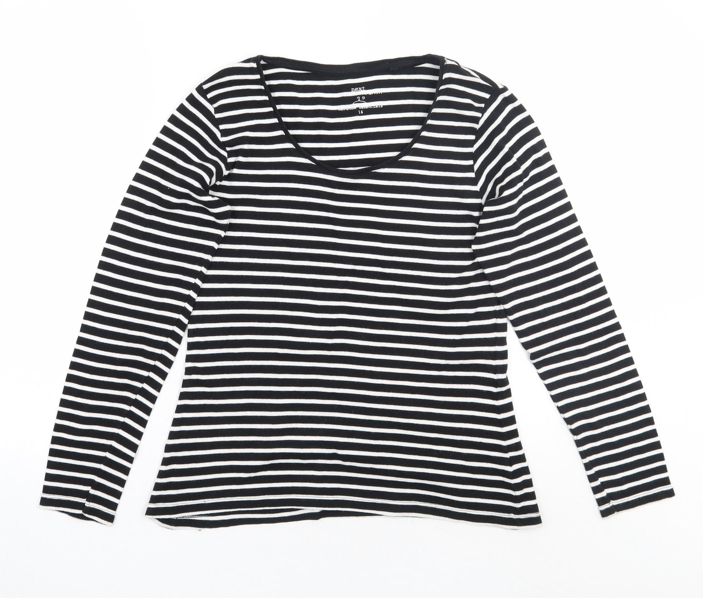 NEXT Womens Black Striped  Basic T-Shirt Size 16
