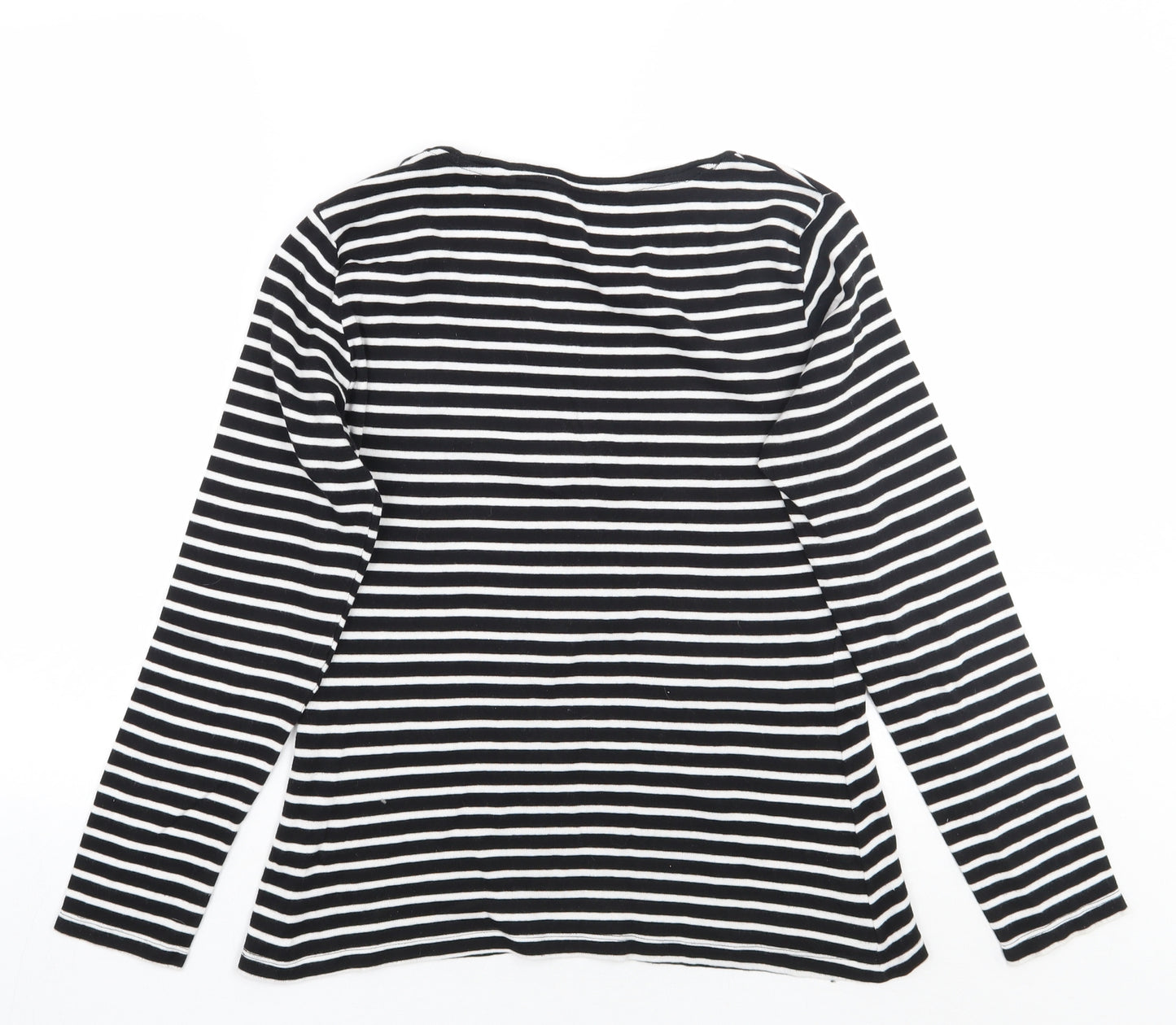 NEXT Womens Black Striped  Basic T-Shirt Size 16
