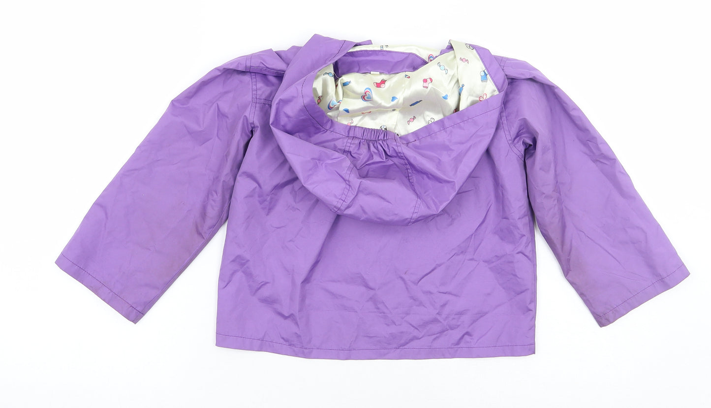 Preworn Girls Purple Floral  Jacket Coat Size 4 Years