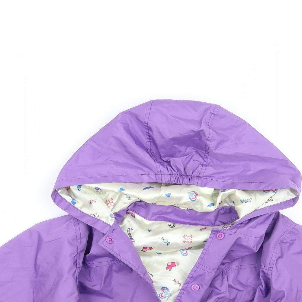 Preworn Girls Purple Floral  Jacket Coat Size 4 Years