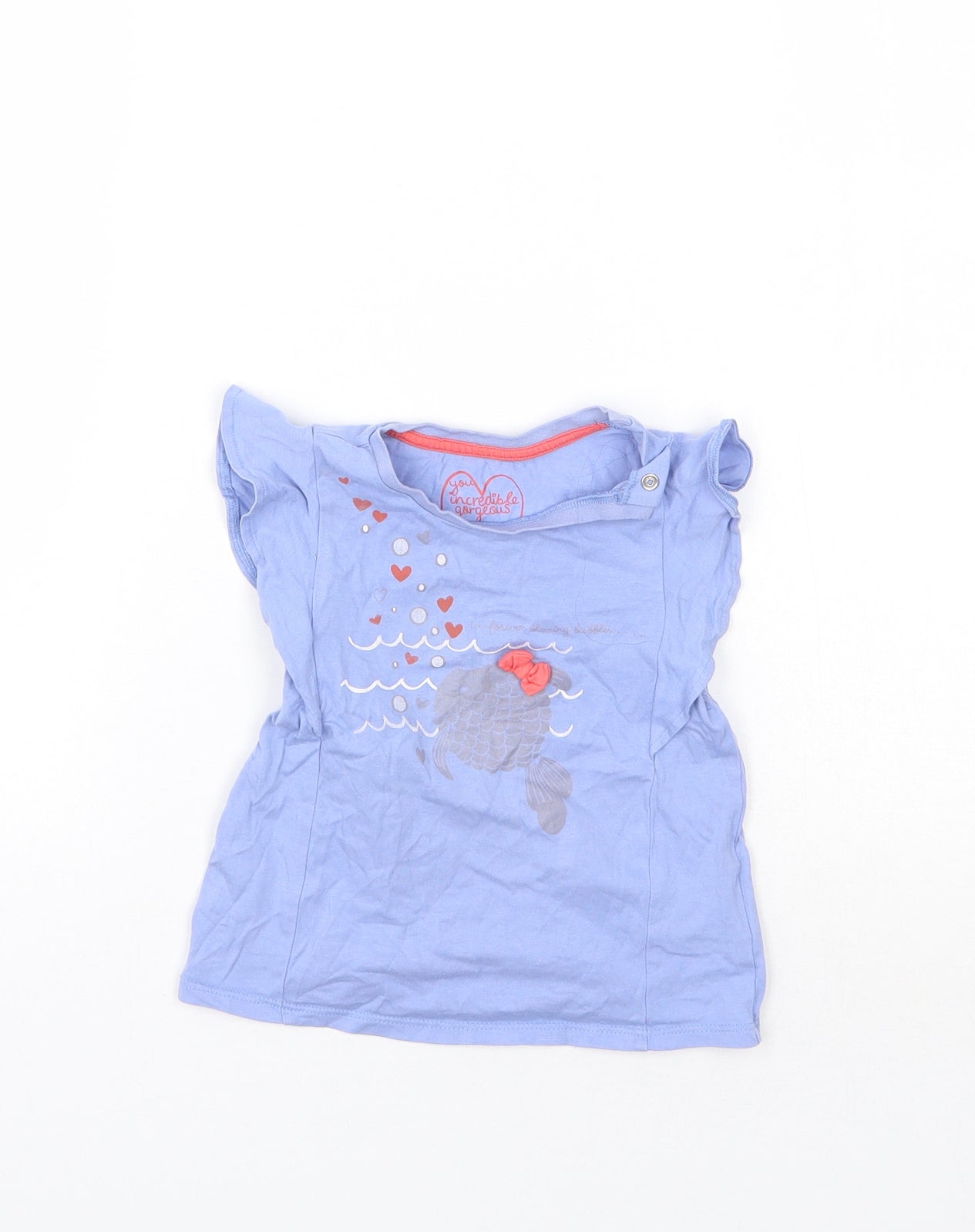 Mothercare Girls Purple Geometric  Basic T-Shirt Size 12-18 Months
