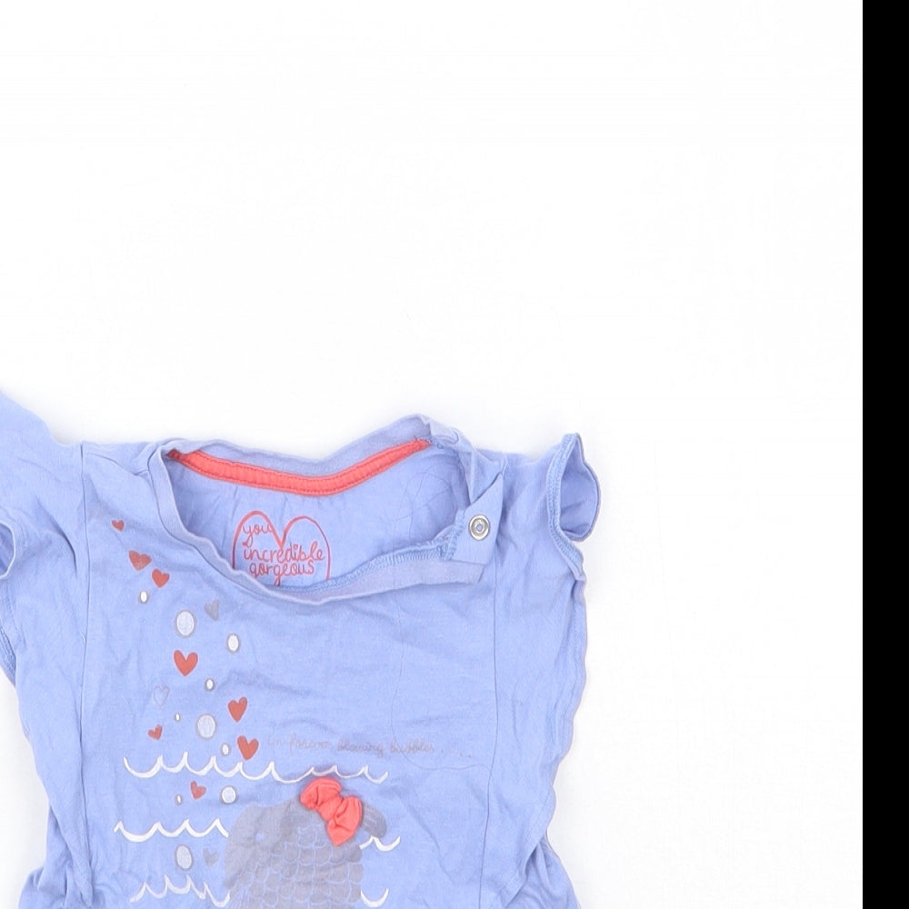 Mothercare Girls Purple Geometric  Basic T-Shirt Size 12-18 Months