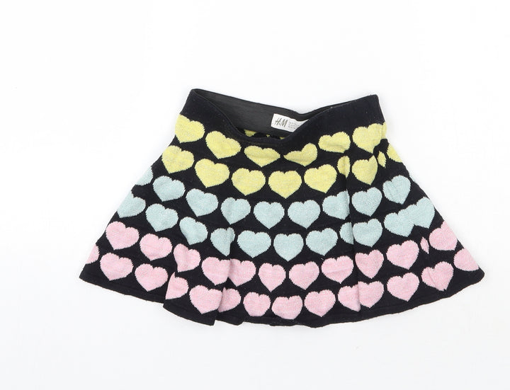 H&M Girls Black Geometric A-Line Skirt Size 18 Months