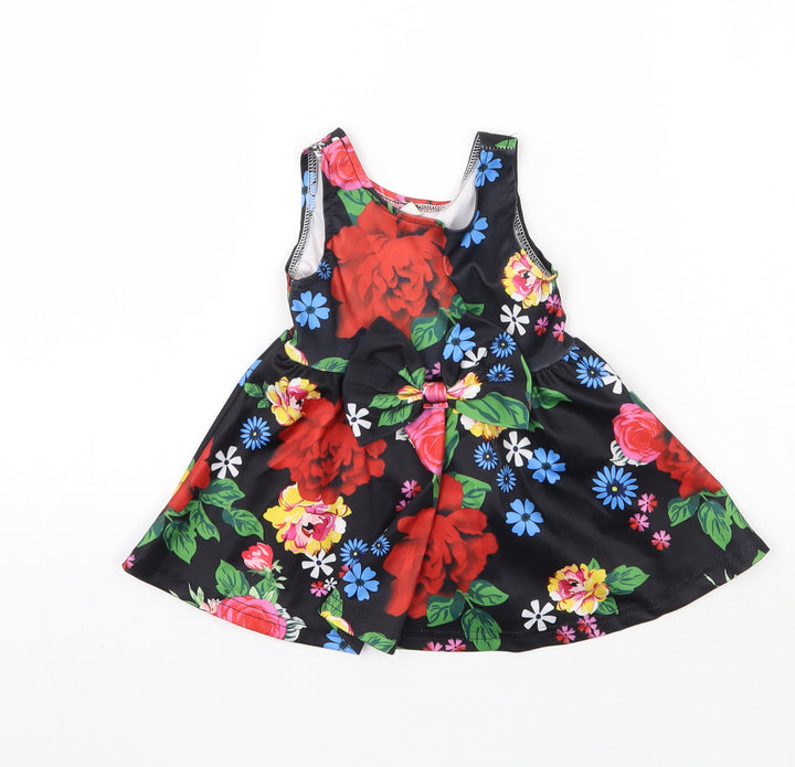 Prewoen Girls Black Floral A-Line Size 12 Months