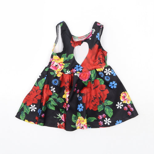 Prewoen Girls Black Floral  A-Line  Size 12 Months