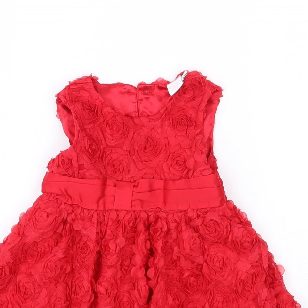 Mini Club Girls Red Floral  A-Line  Size 9-12 Months