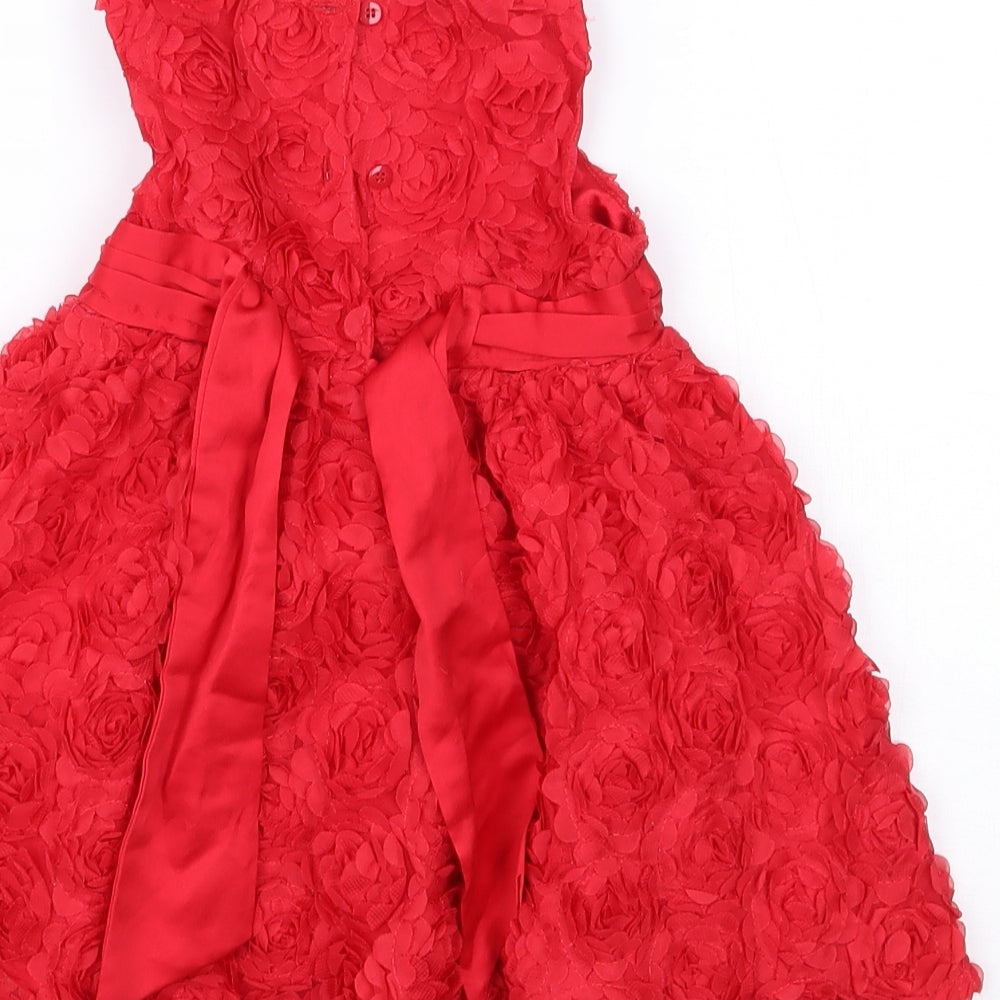 Mini Club Girls Red Floral  A-Line  Size 9-12 Months