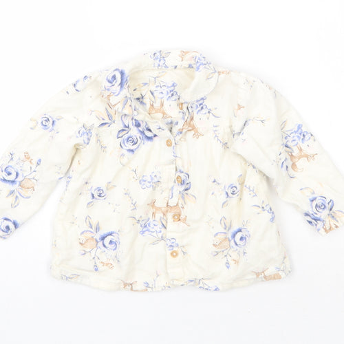 Nutmeg Girls White Floral  Basic Button-Up Size 12 Months