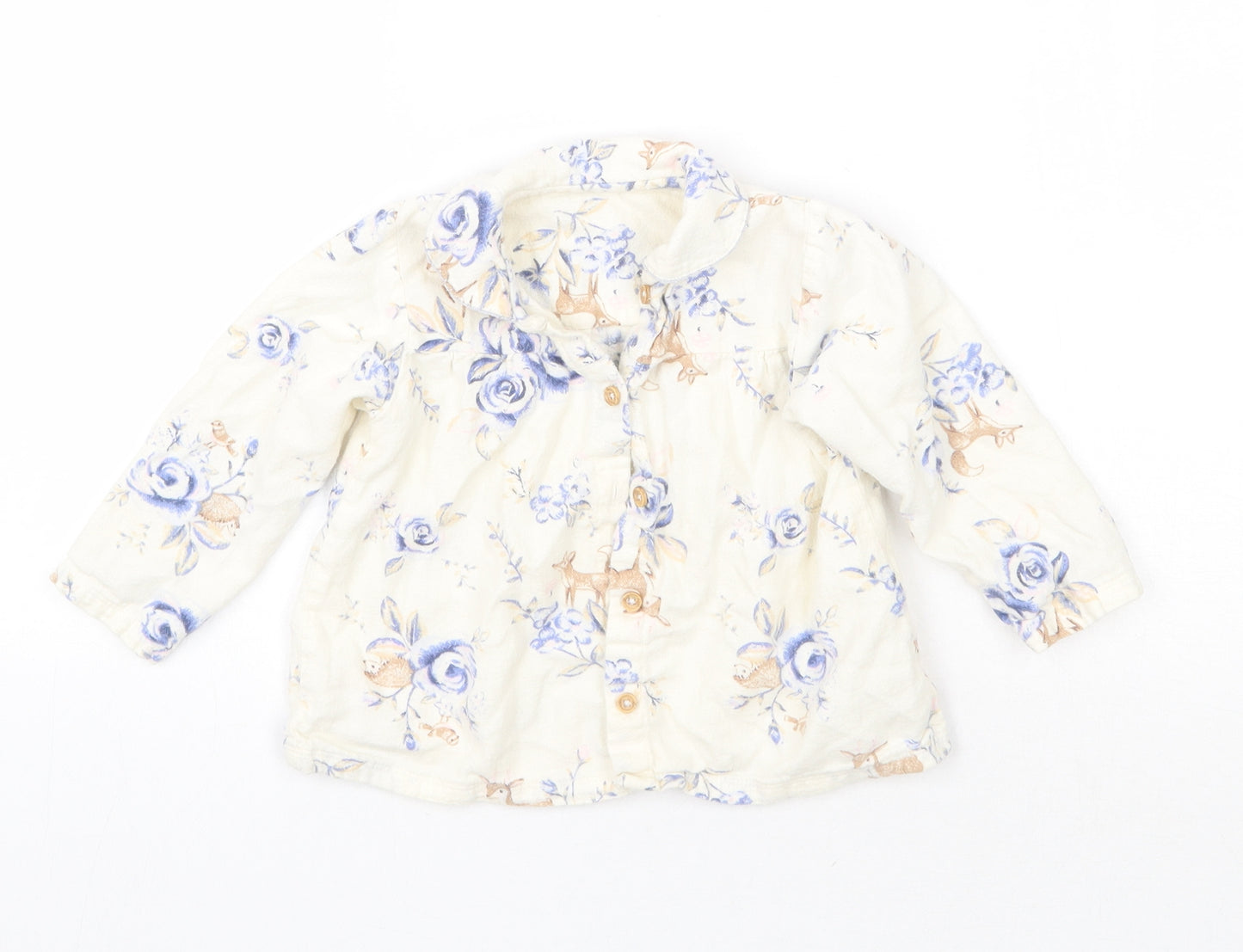 Nutmeg Girls White Floral  Basic Button-Up Size 12 Months