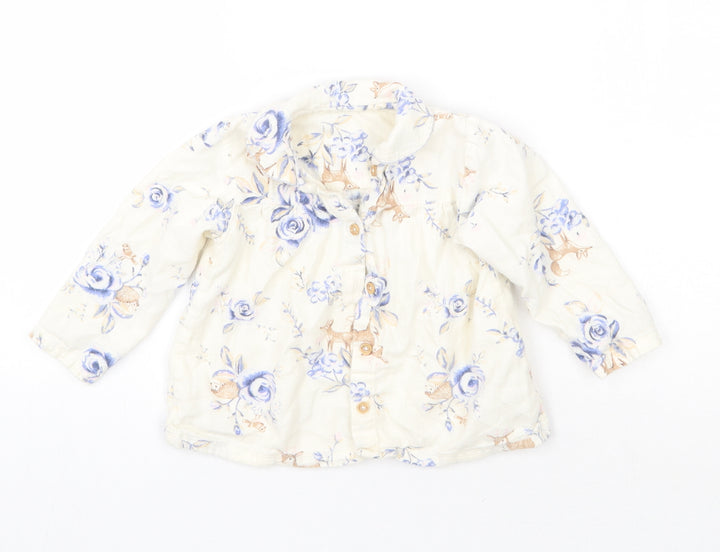 Nutmeg Girls White Floral  Basic Button-Up Size 12 Months