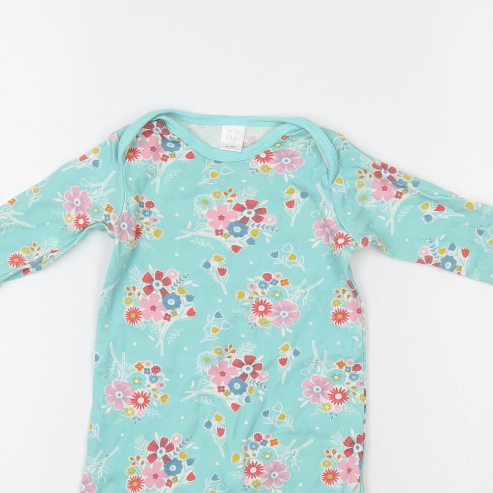 Mini Club Girls Blue Floral  Babygrow One-Piece Size 3-6 Months