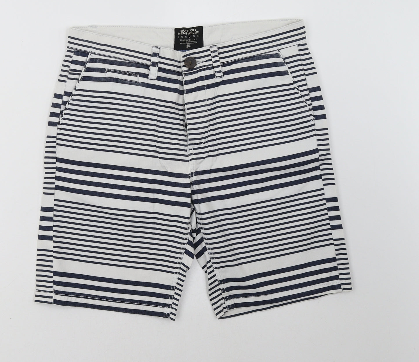 Burton Mens White Striped  Chino Shorts Size 30