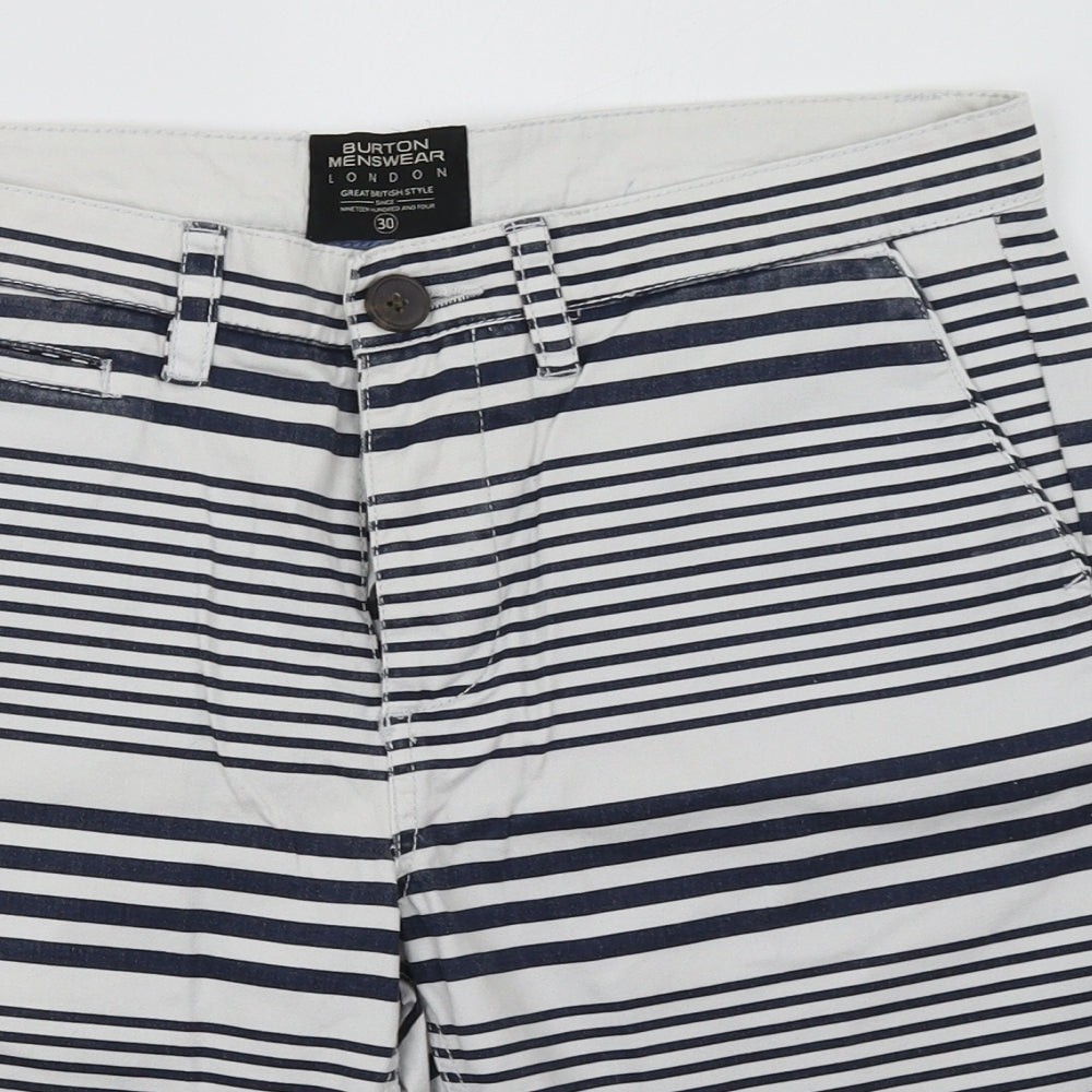 Burton Mens White Striped  Chino Shorts Size 30
