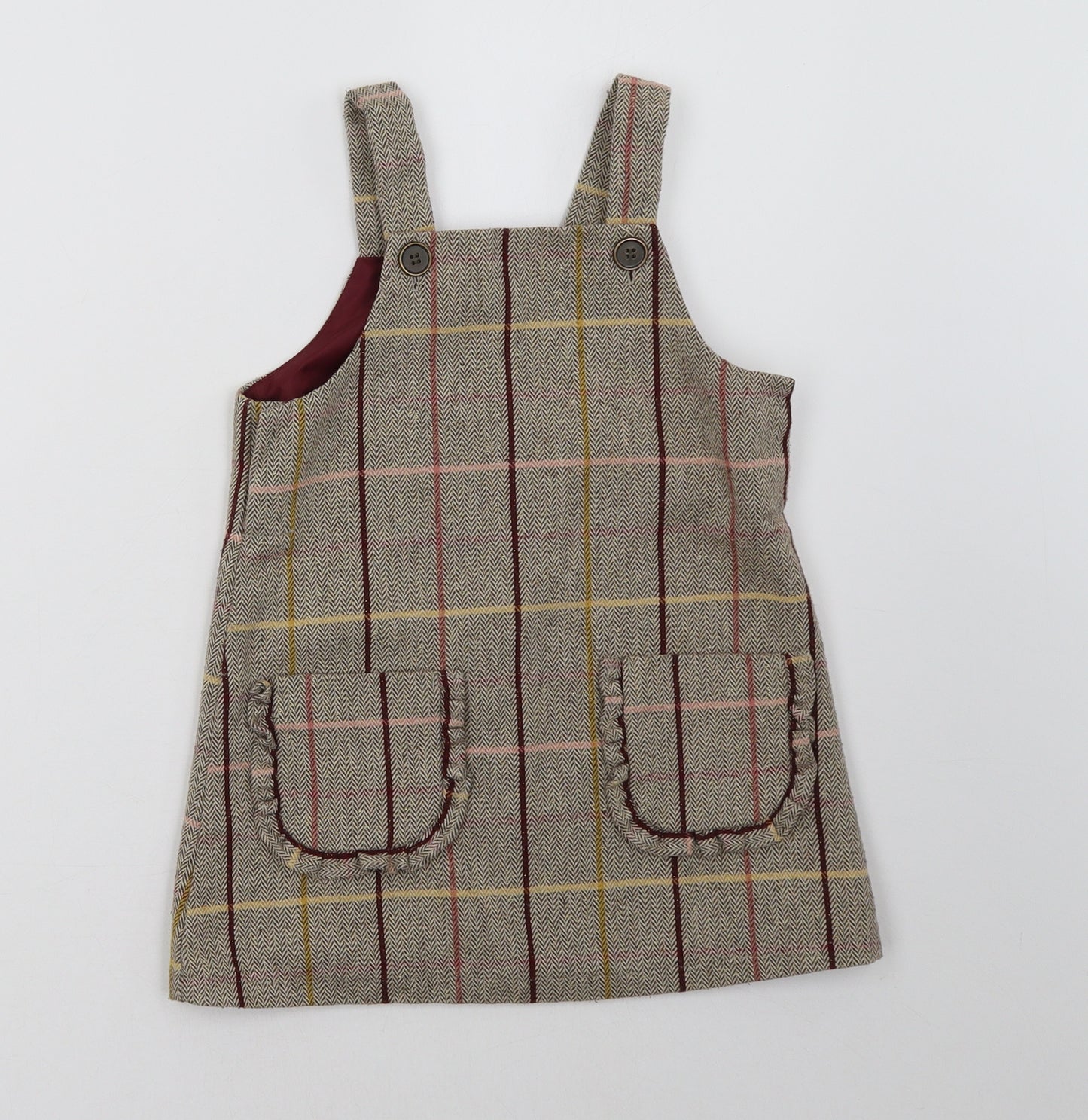 Sainsburys Girls Brown Check  A-Line  Size 4 Years