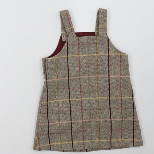 Sainsburys Girls Brown Check  A-Line  Size 4 Years