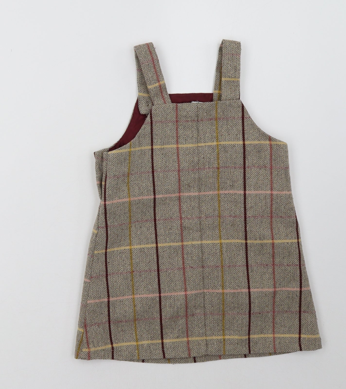 Sainsburys Girls Brown Check  A-Line  Size 4 Years