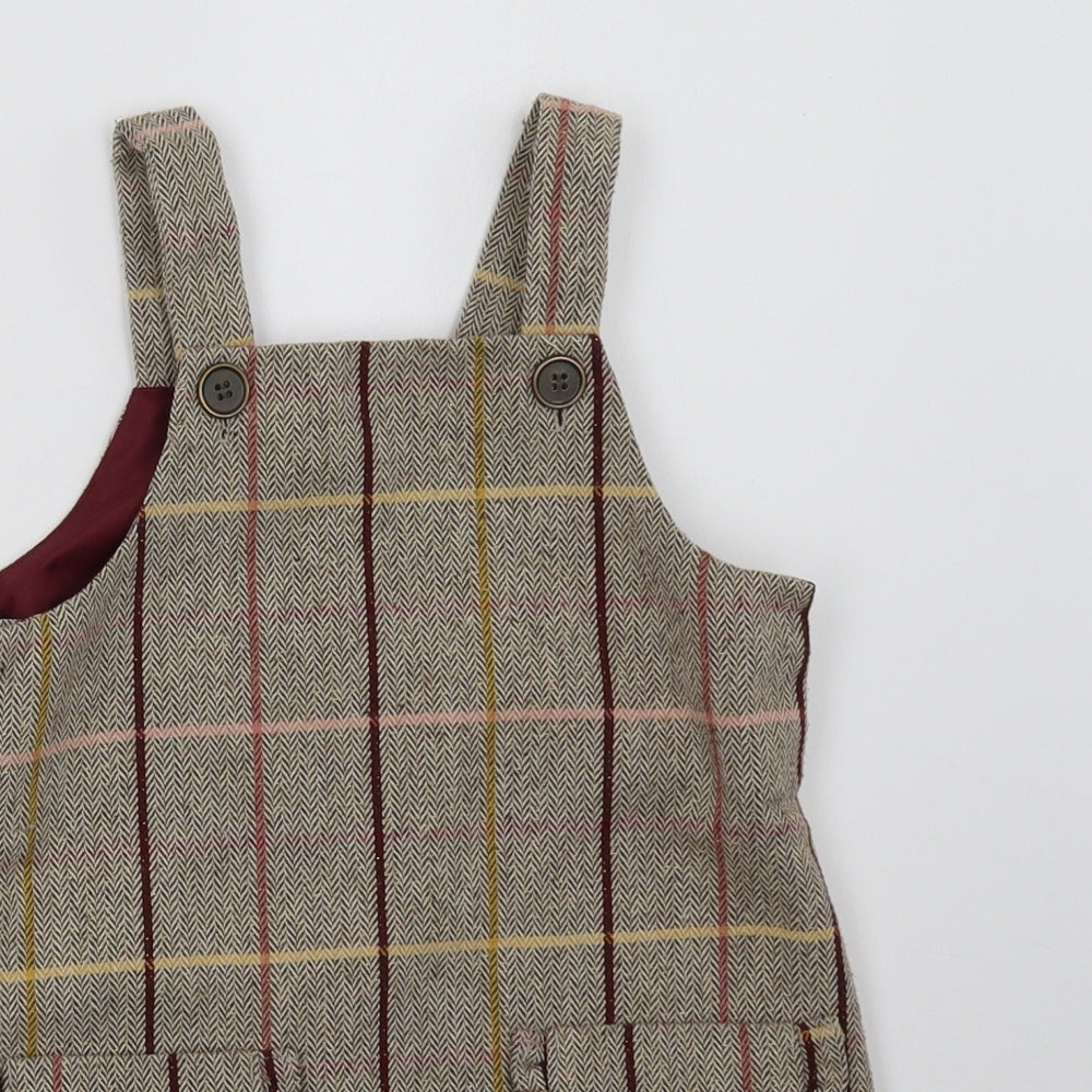 Sainsburys Girls Brown Check  A-Line  Size 4 Years