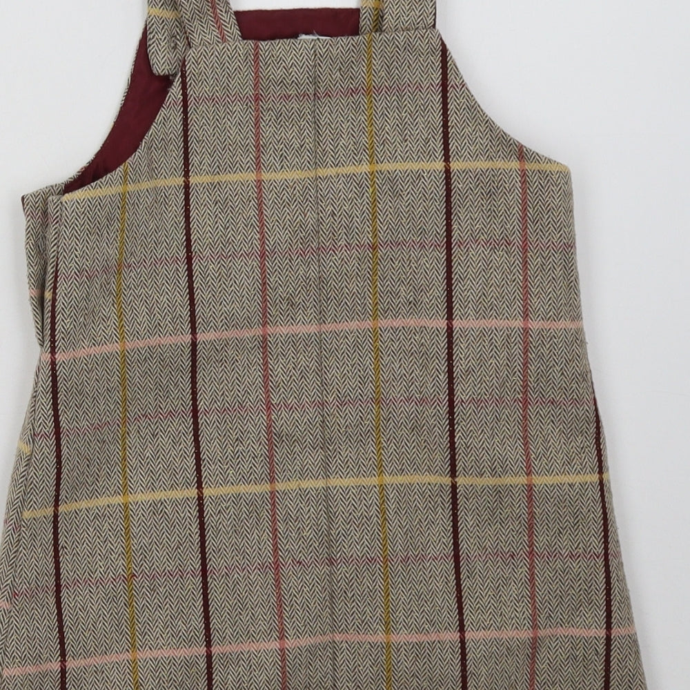 Sainsburys Girls Brown Check  A-Line  Size 4 Years