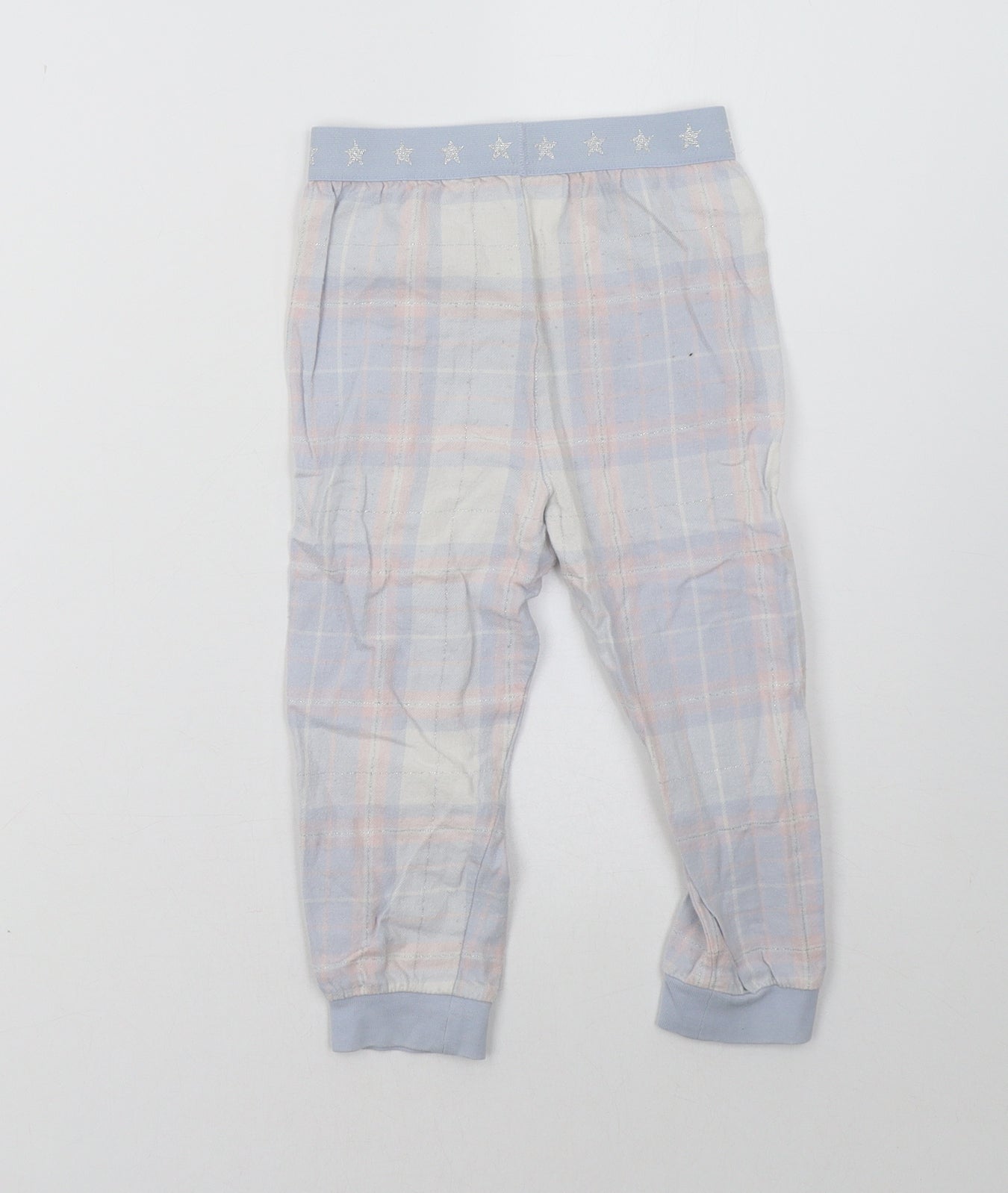 Marks and Spencer Girls Blue Check   Pyjama Pants Size 2-3 Years
