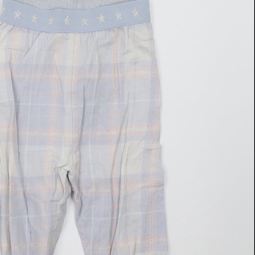 Marks and Spencer Girls Blue Check   Pyjama Pants Size 2-3 Years