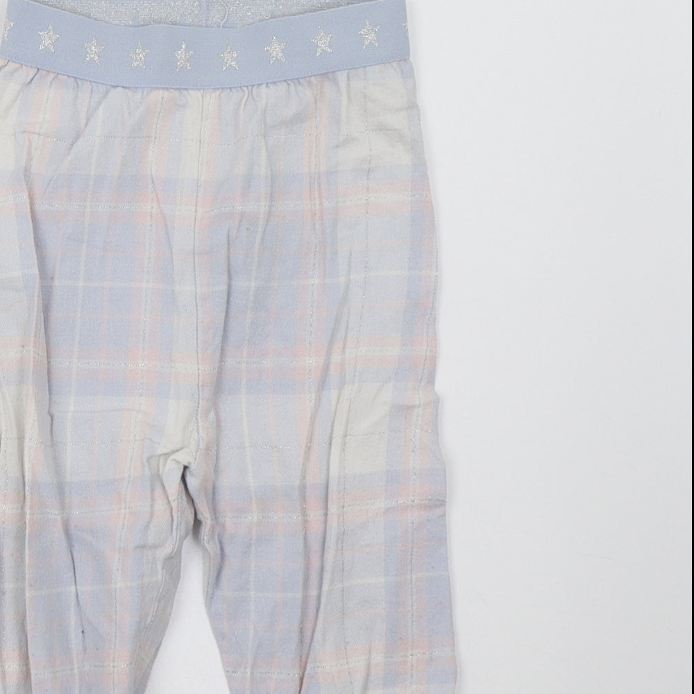 Marks and Spencer Girls Blue Check   Pyjama Pants Size 2-3 Years