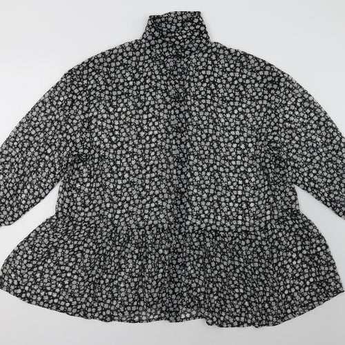 H&M Womens Black Floral  A-Line  Size 8