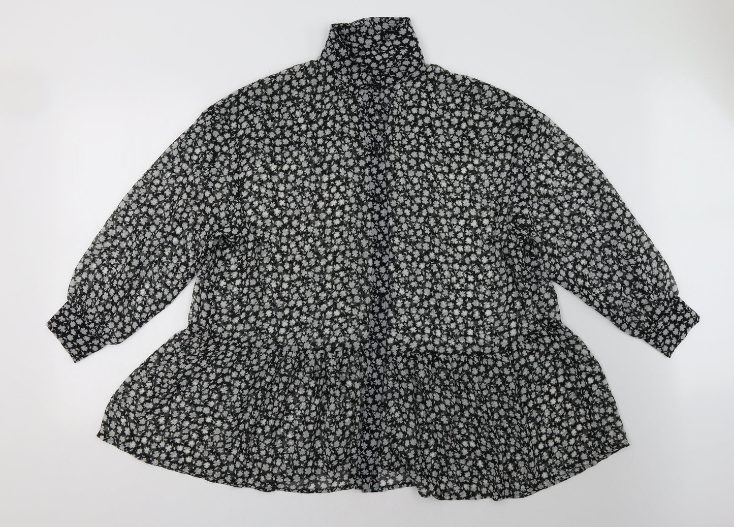 H&M Womens Black Floral  A-Line  Size 8