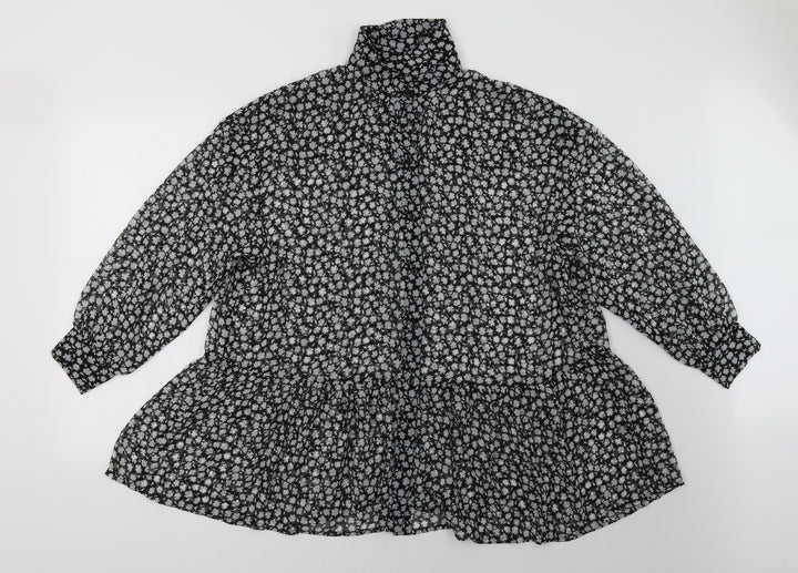 H&M Womens Black Floral  A-Line  Size 8