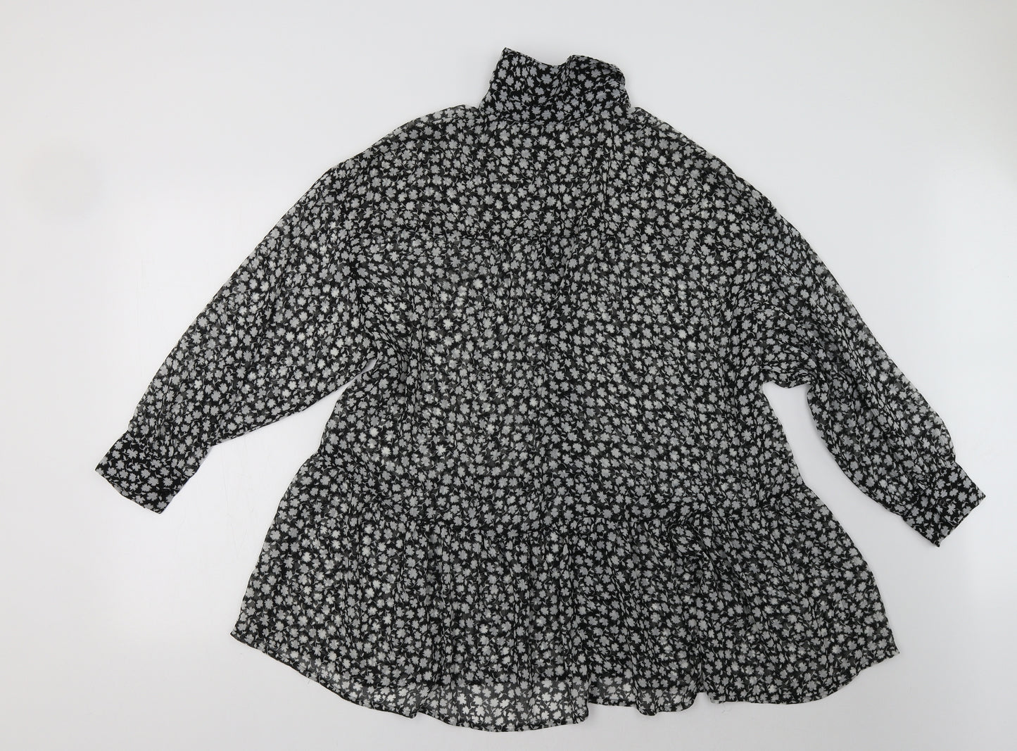 H&M Womens Black Floral  A-Line  Size 8