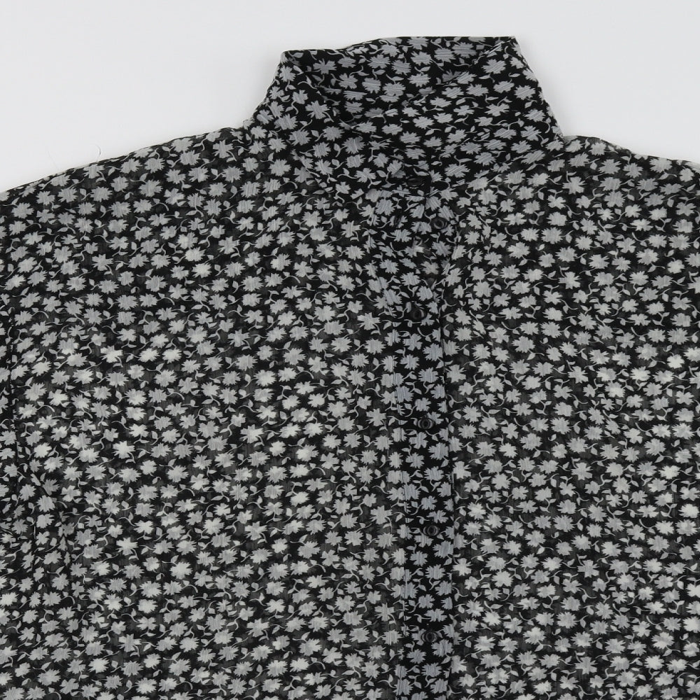 H&M Womens Black Floral  A-Line  Size 8
