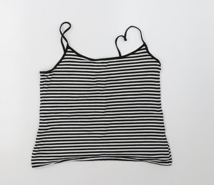 H&M Womens White Striped  Basic Tank Size L